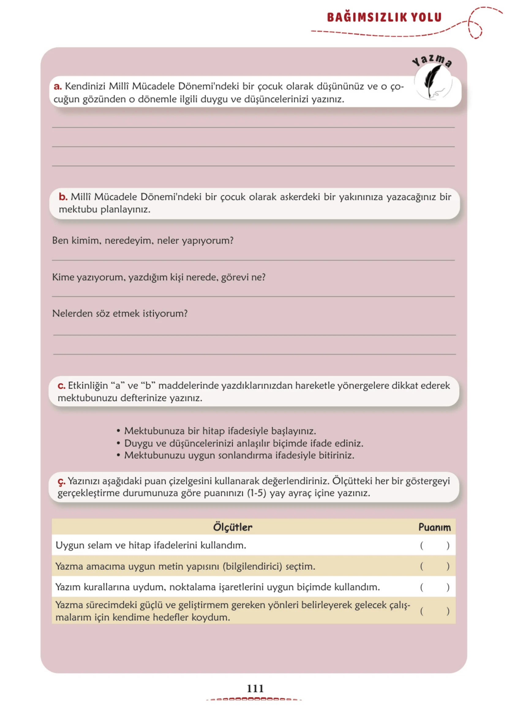 6. Sınıf Türkçe Ders Kitabı Cevapları Meb Yayınları 1. Kitap Sayfa 111