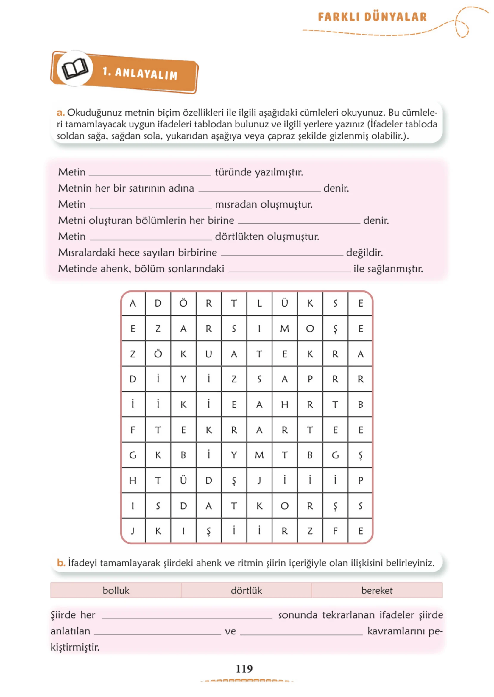 6. Sınıf Türkçe Ders Kitabı Cevapları Meb Yayınları 1. Kitap Sayfa 119