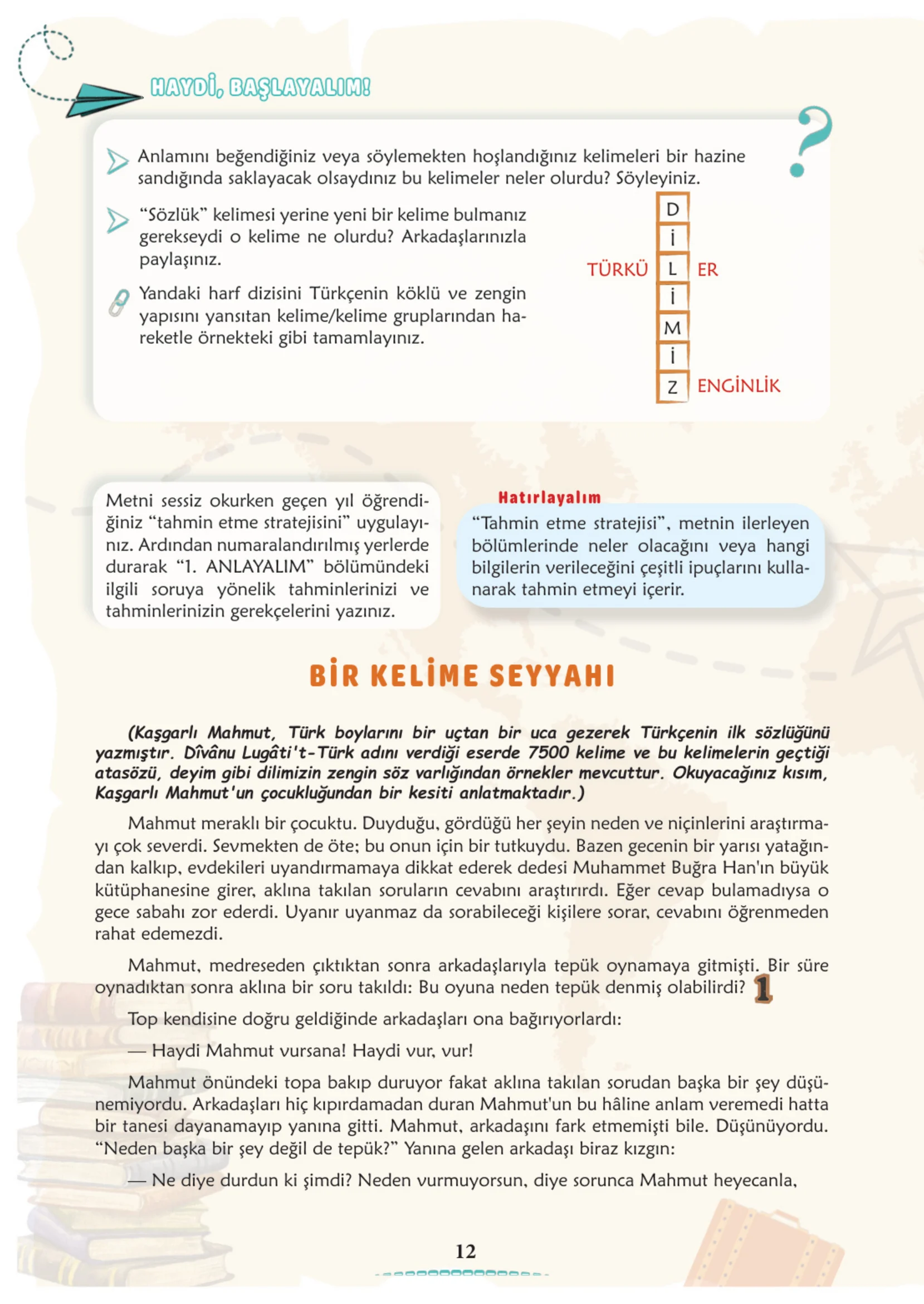 6. Sınıf Türkçe Ders Kitabı Cevapları Meb Yayınları 1. Kitap Sayfa 12