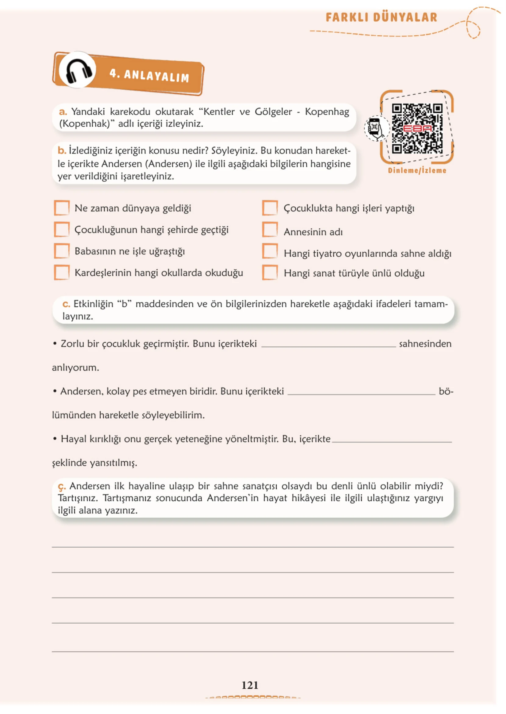6. Sınıf Türkçe Ders Kitabı Cevapları Meb Yayınları 1. Kitap Sayfa 121