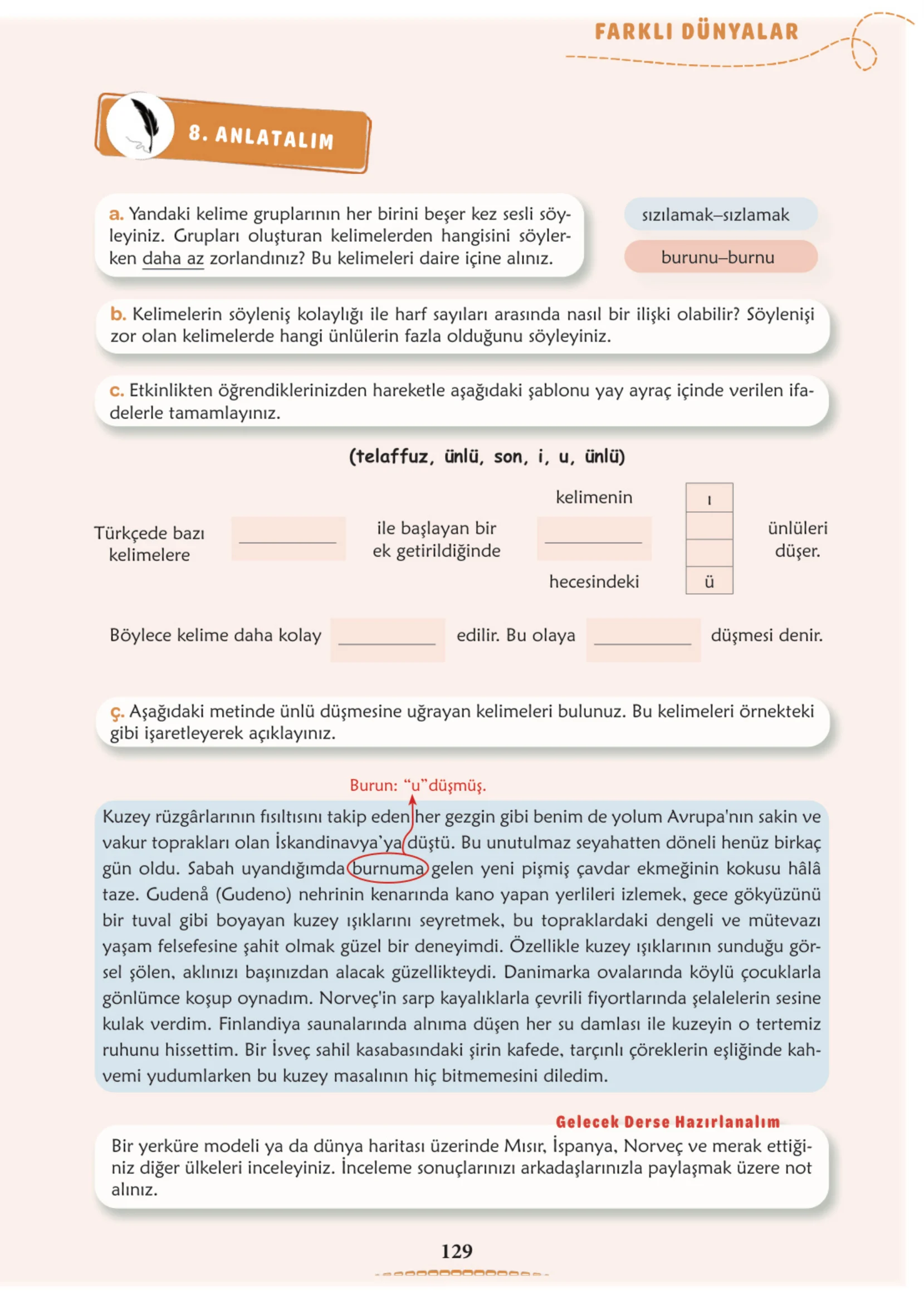 6. Sınıf Türkçe Ders Kitabı Cevapları Meb Yayınları 1. Kitap Sayfa 129