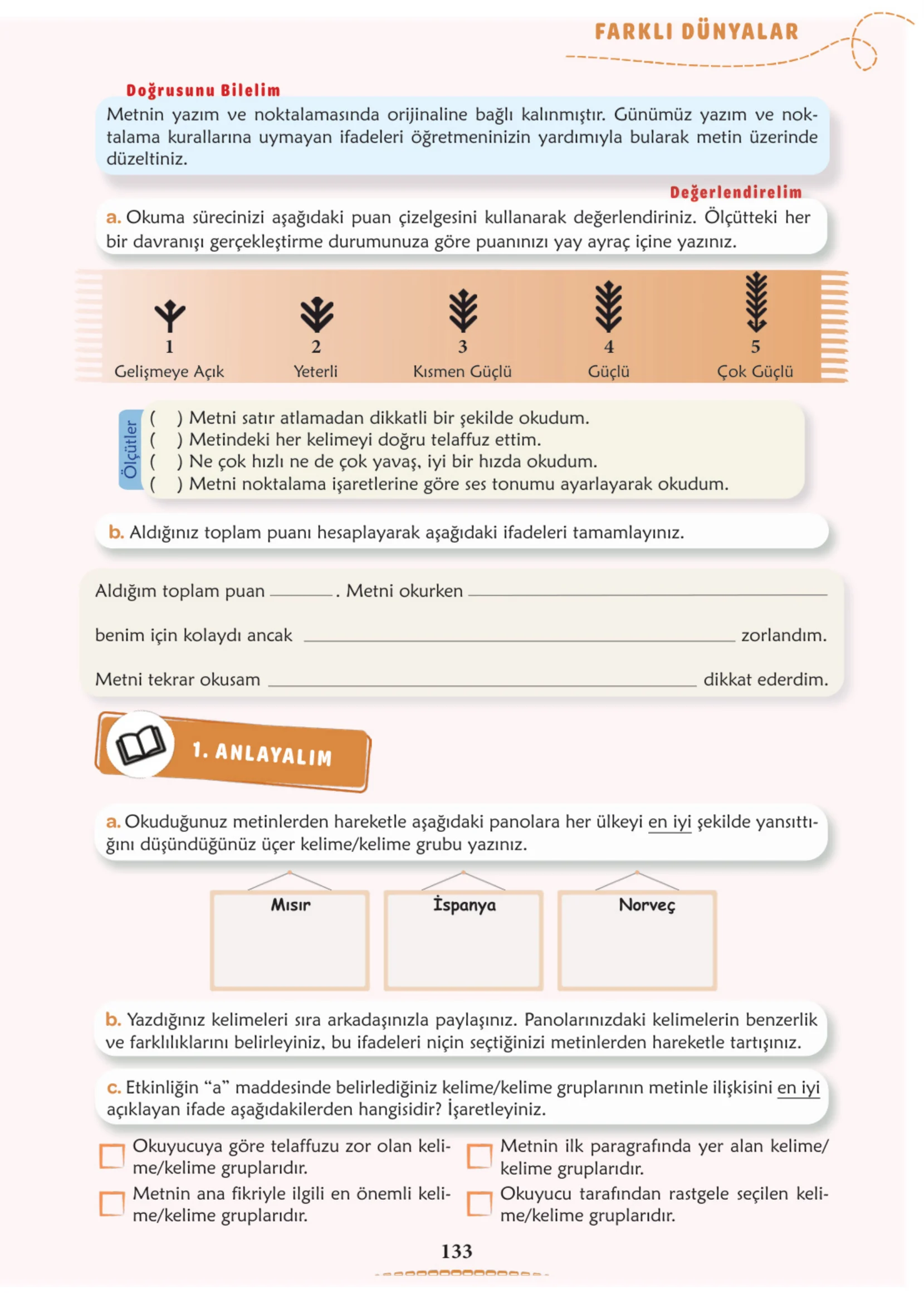 6. Sınıf Türkçe Ders Kitabı Cevapları Meb Yayınları 1. Kitap Sayfa 133