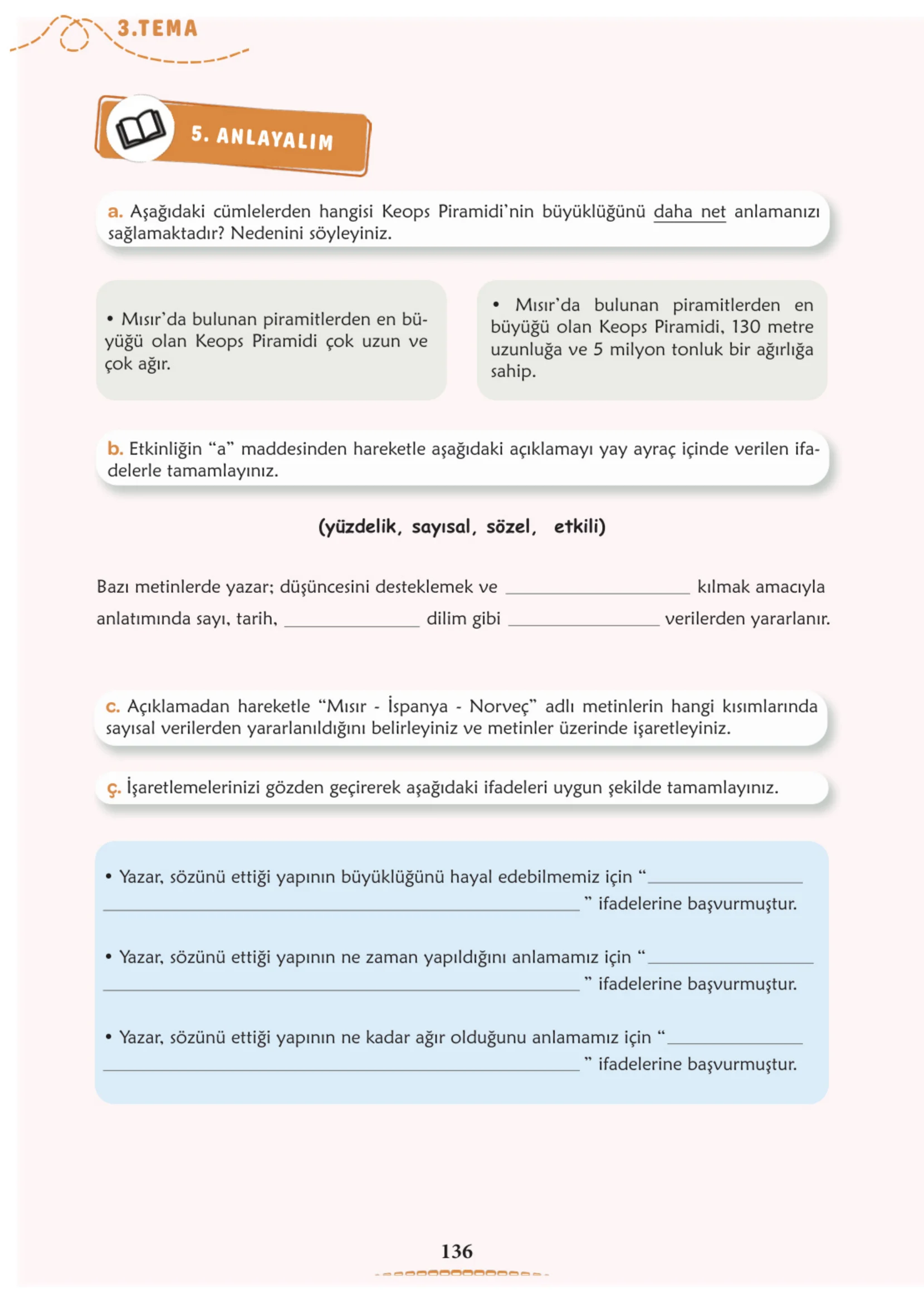 6. Sınıf Türkçe Ders Kitabı Cevapları Meb Yayınları 1. Kitap Sayfa 136