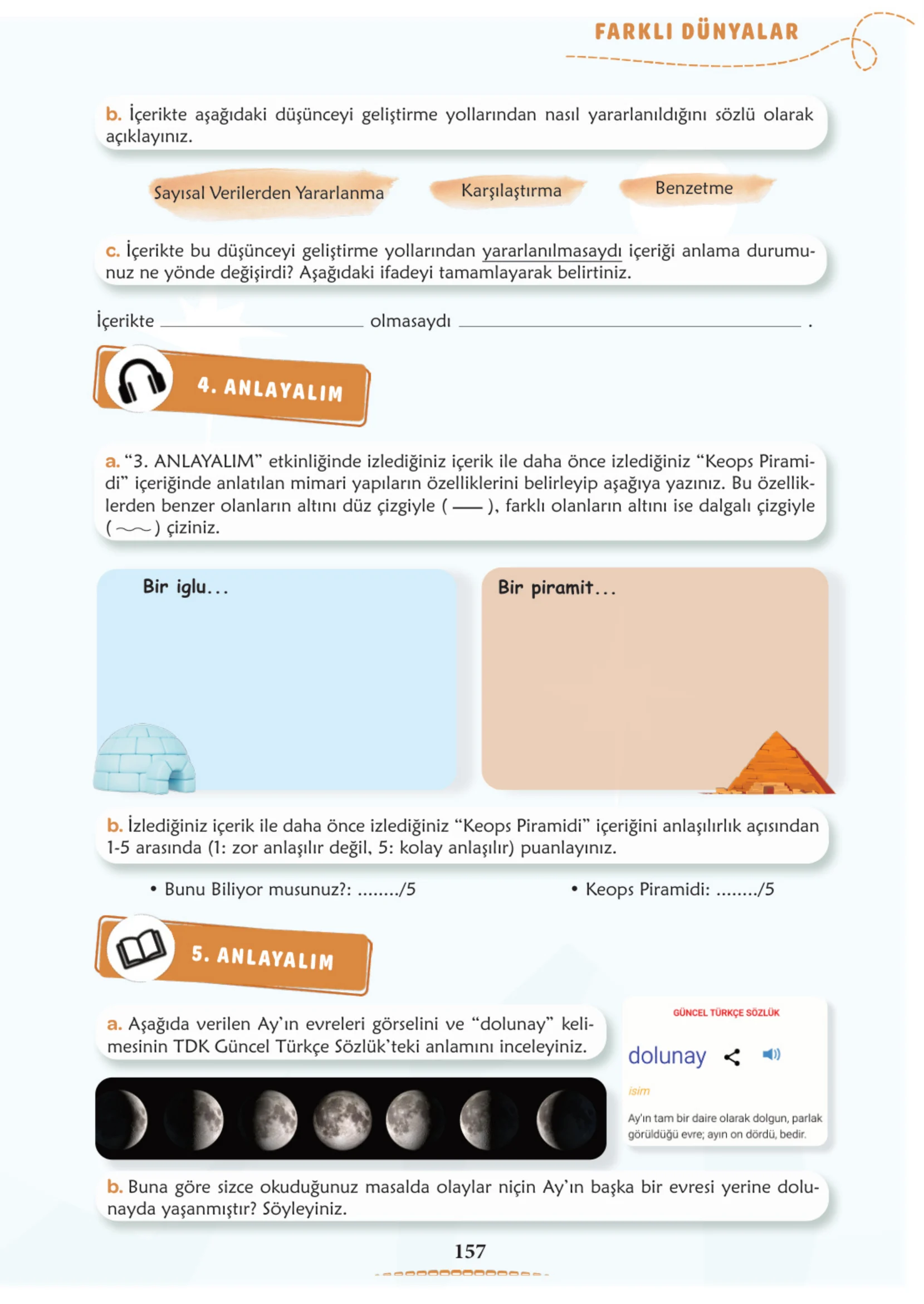 6. Sınıf Türkçe Ders Kitabı Cevapları Meb Yayınları 1. Kitap Sayfa 157