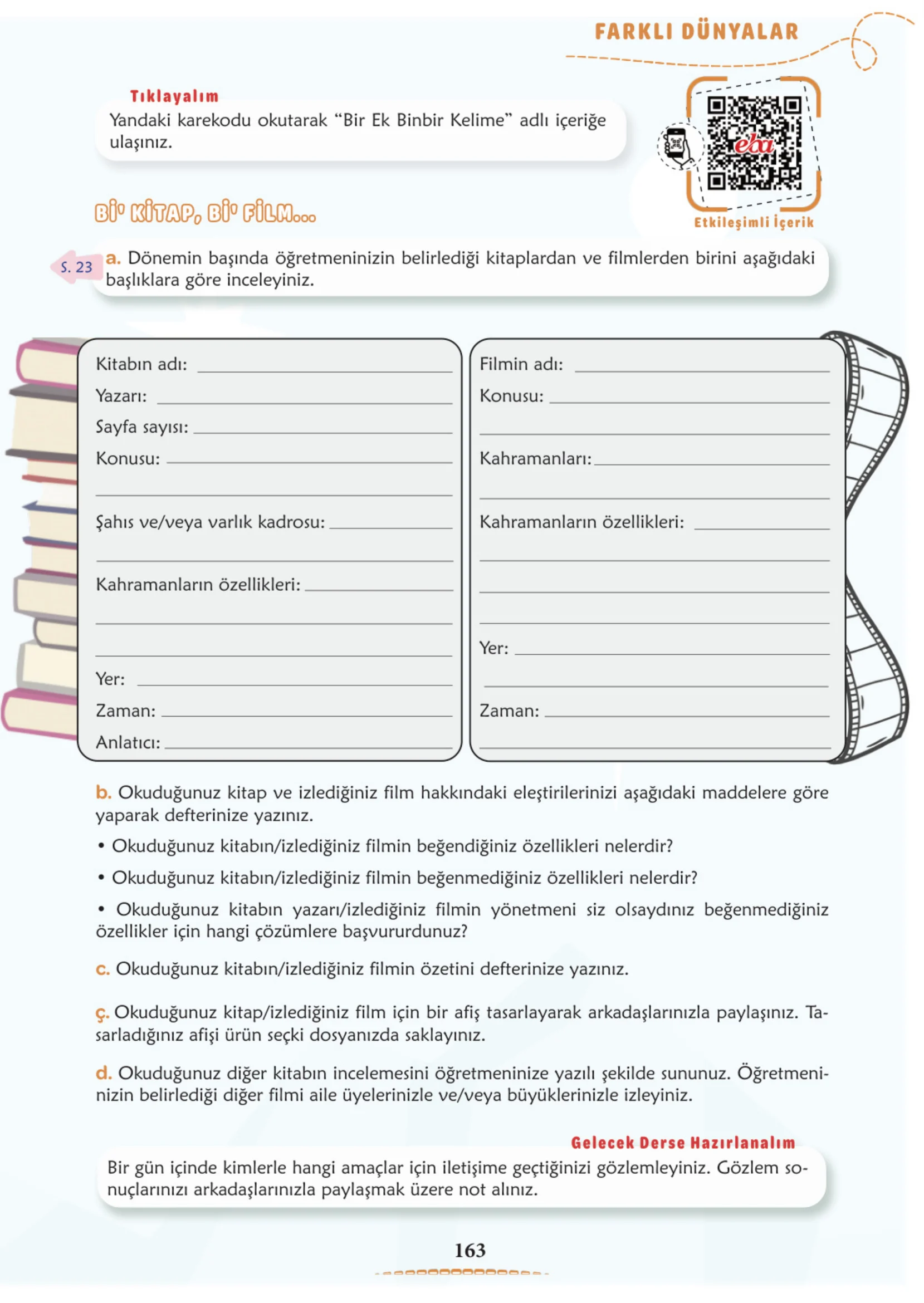 6. Sınıf Türkçe Ders Kitabı Cevapları Meb Yayınları 1. Kitap Sayfa 163