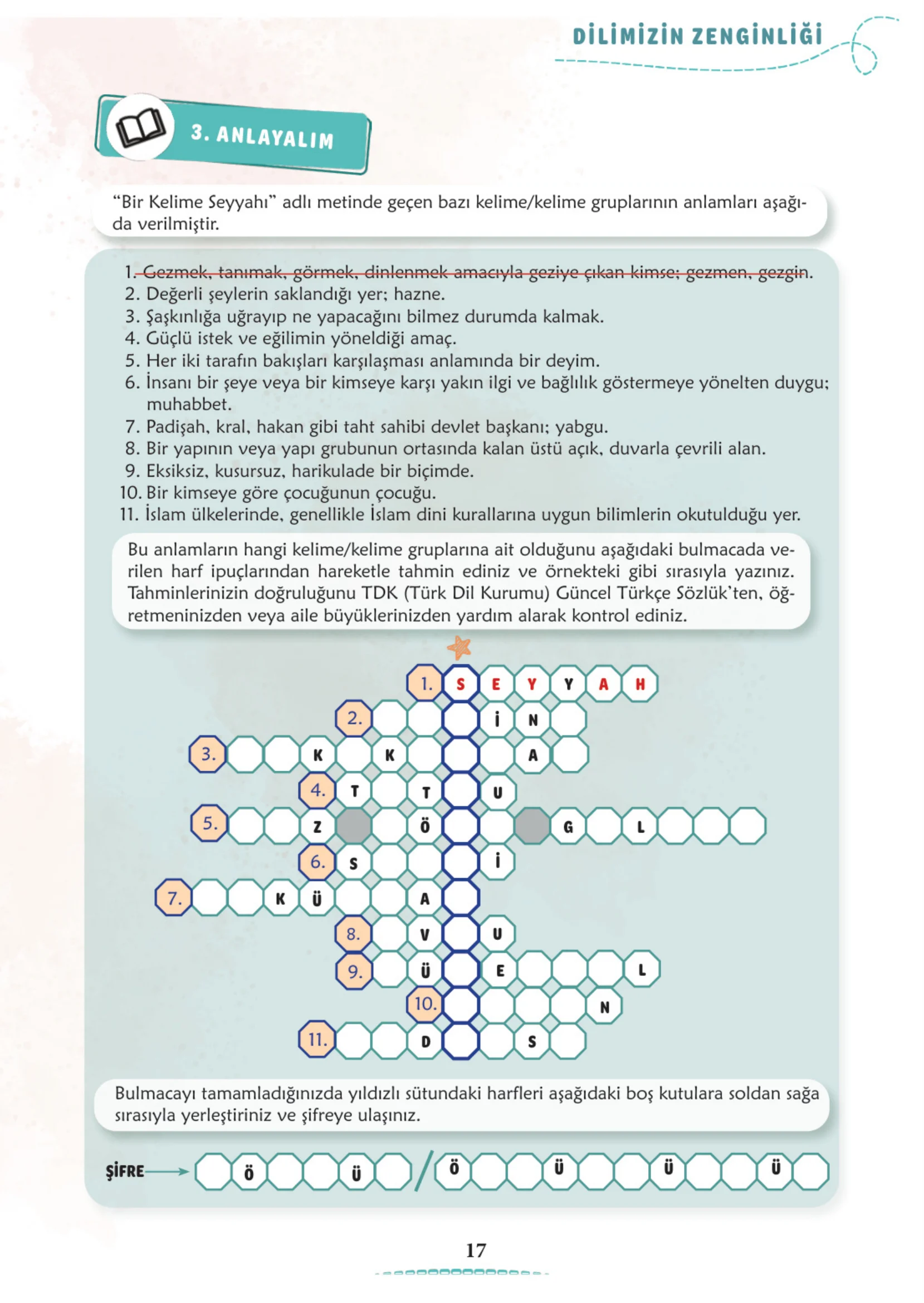 6. Sınıf Türkçe Ders Kitabı Cevapları Meb Yayınları 1. Kitap Sayfa 17