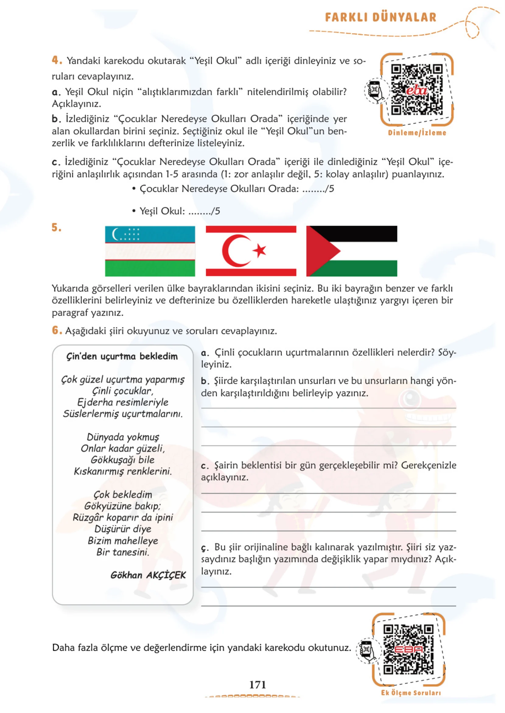 6. Sınıf Türkçe Ders Kitabı Cevapları Meb Yayınları 1. Kitap Sayfa 171