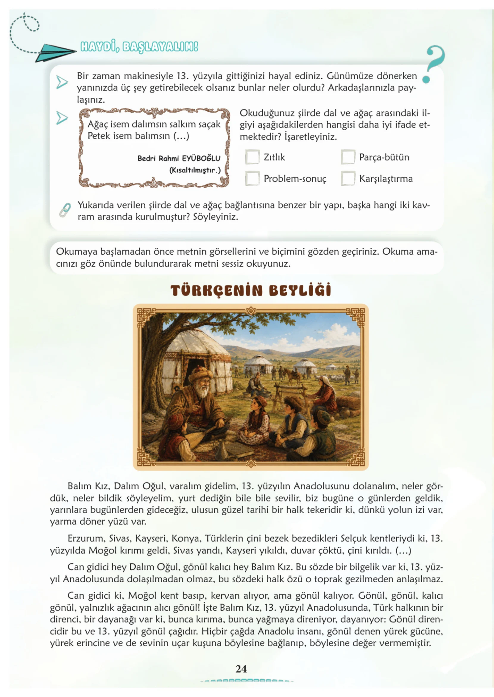 6. Sınıf Türkçe Ders Kitabı Cevapları Meb Yayınları 1. Kitap Sayfa 24