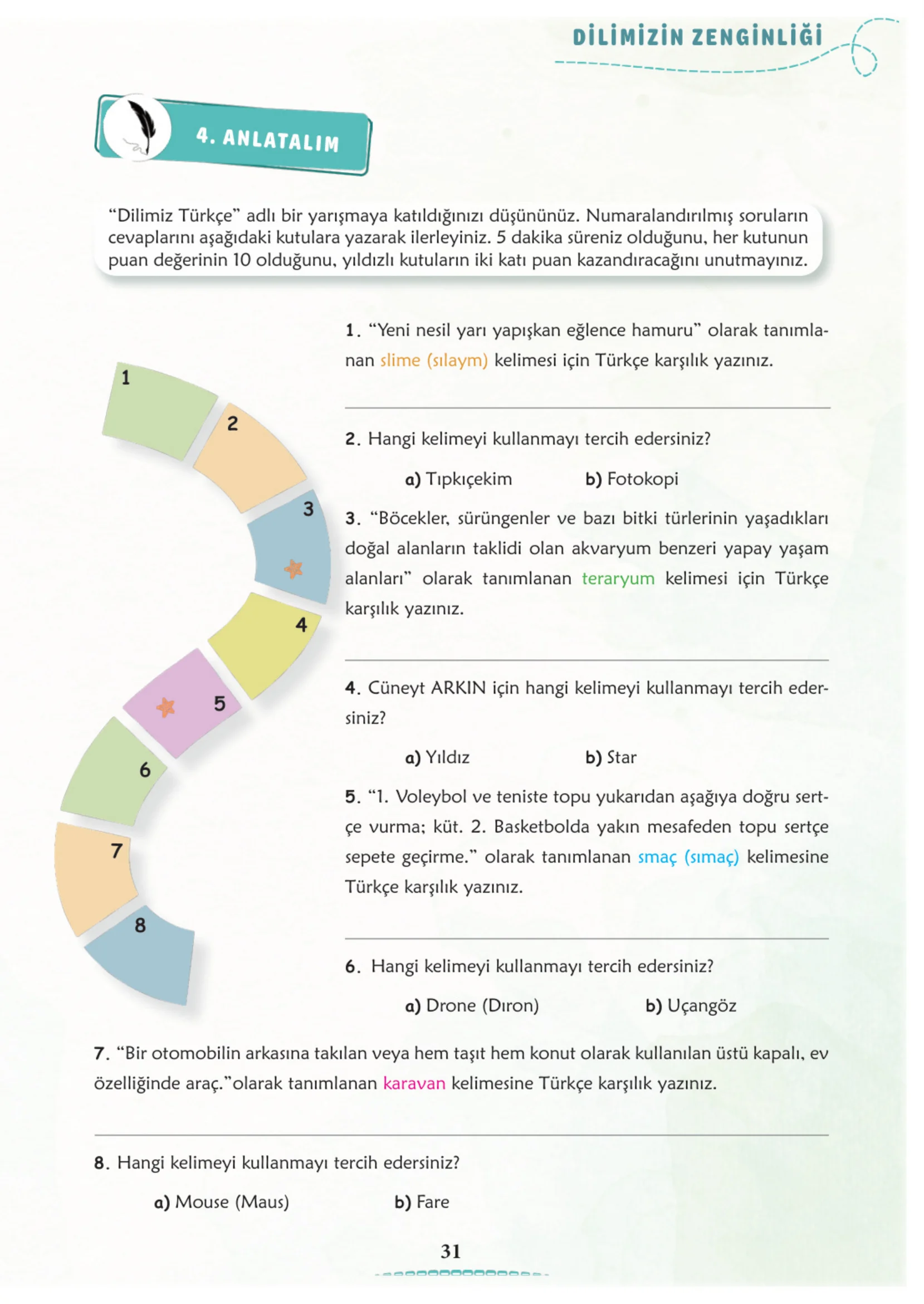 6. Sınıf Türkçe Ders Kitabı Cevapları Meb Yayınları 1. Kitap Sayfa 31