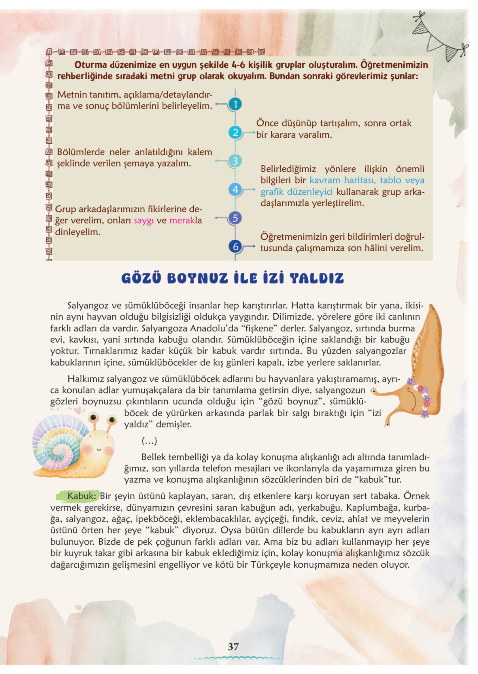 6. Sınıf Türkçe Ders Kitabı Cevapları Meb Yayınları 1. Kitap Sayfa 37