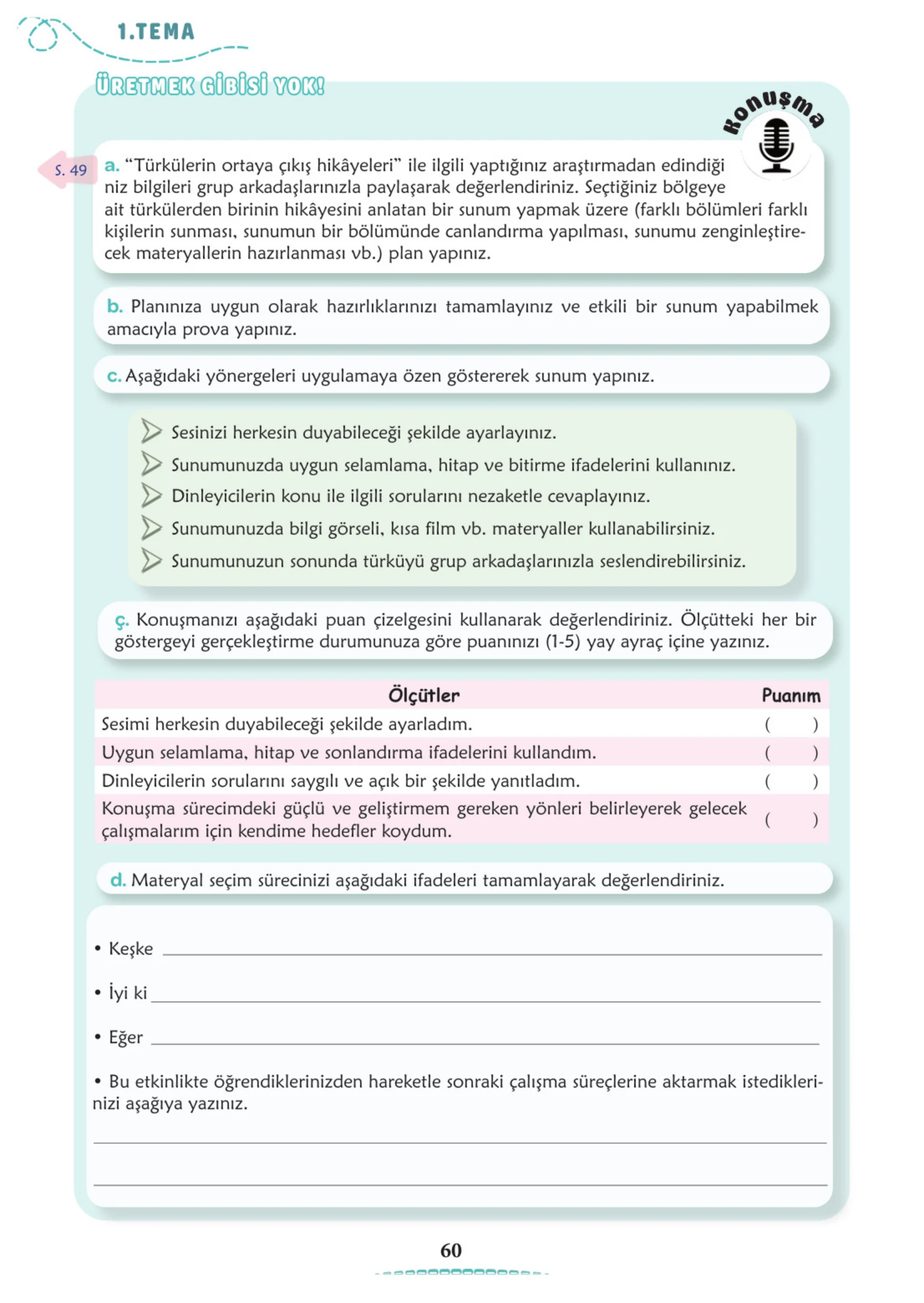 6. Sınıf Türkçe Ders Kitabı Cevapları Meb Yayınları 1. Kitap Sayfa 60