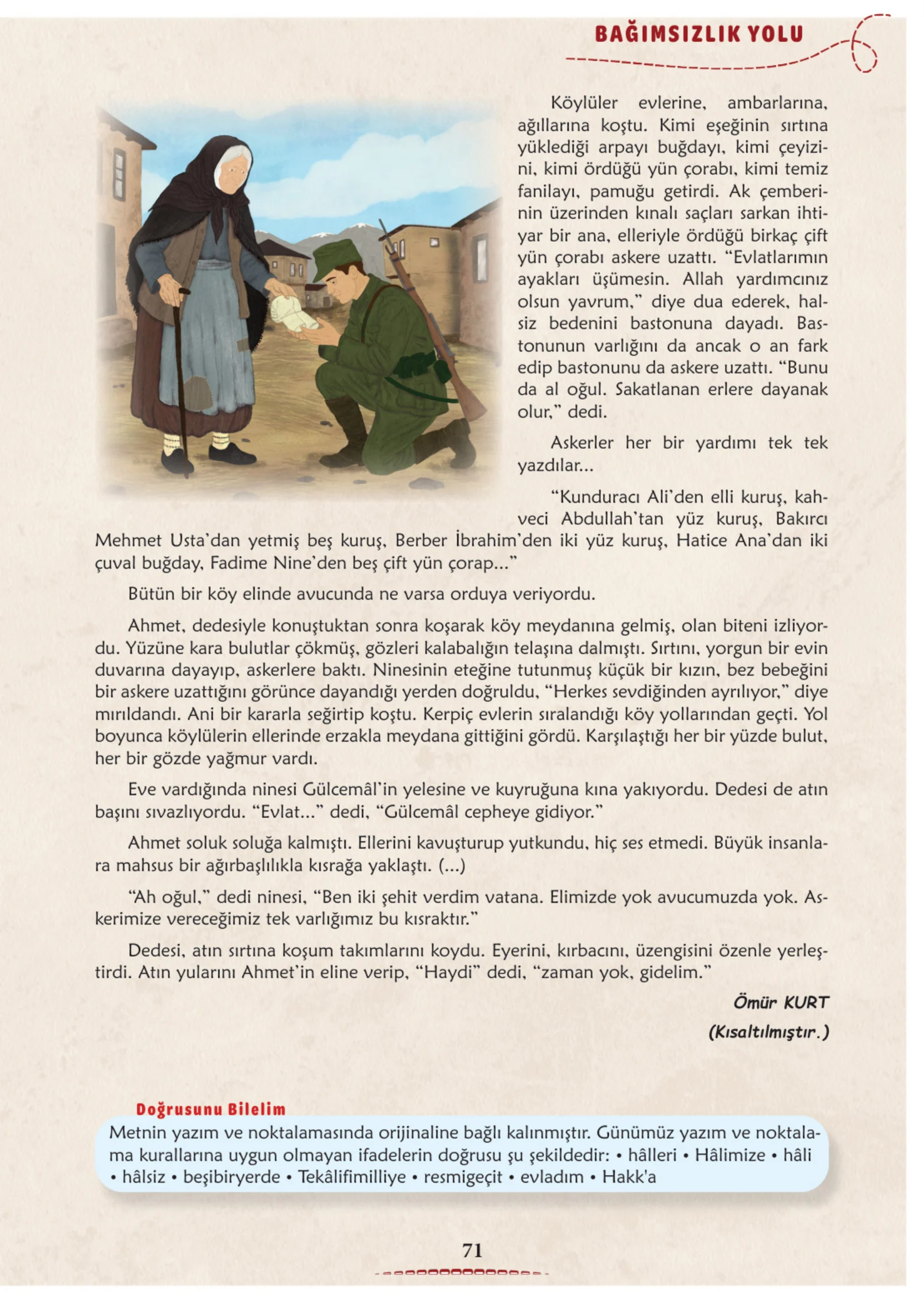 6. Sınıf Türkçe Ders Kitabı Cevapları Meb Yayınları 1. Kitap Sayfa 71