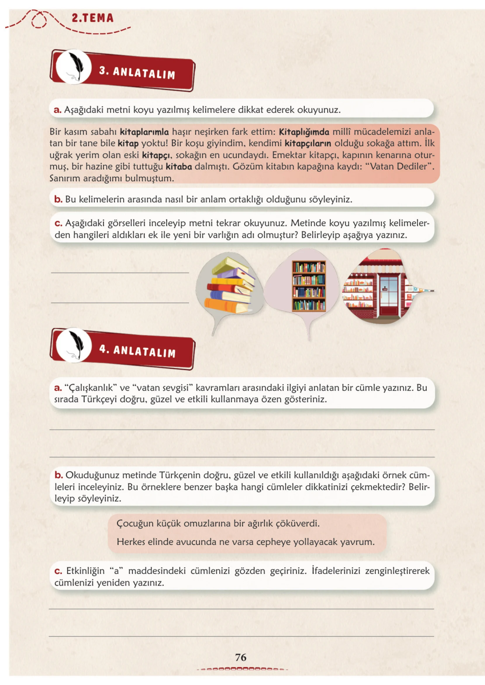 6. Sınıf Türkçe Ders Kitabı Cevapları Meb Yayınları 1. Kitap Sayfa 76