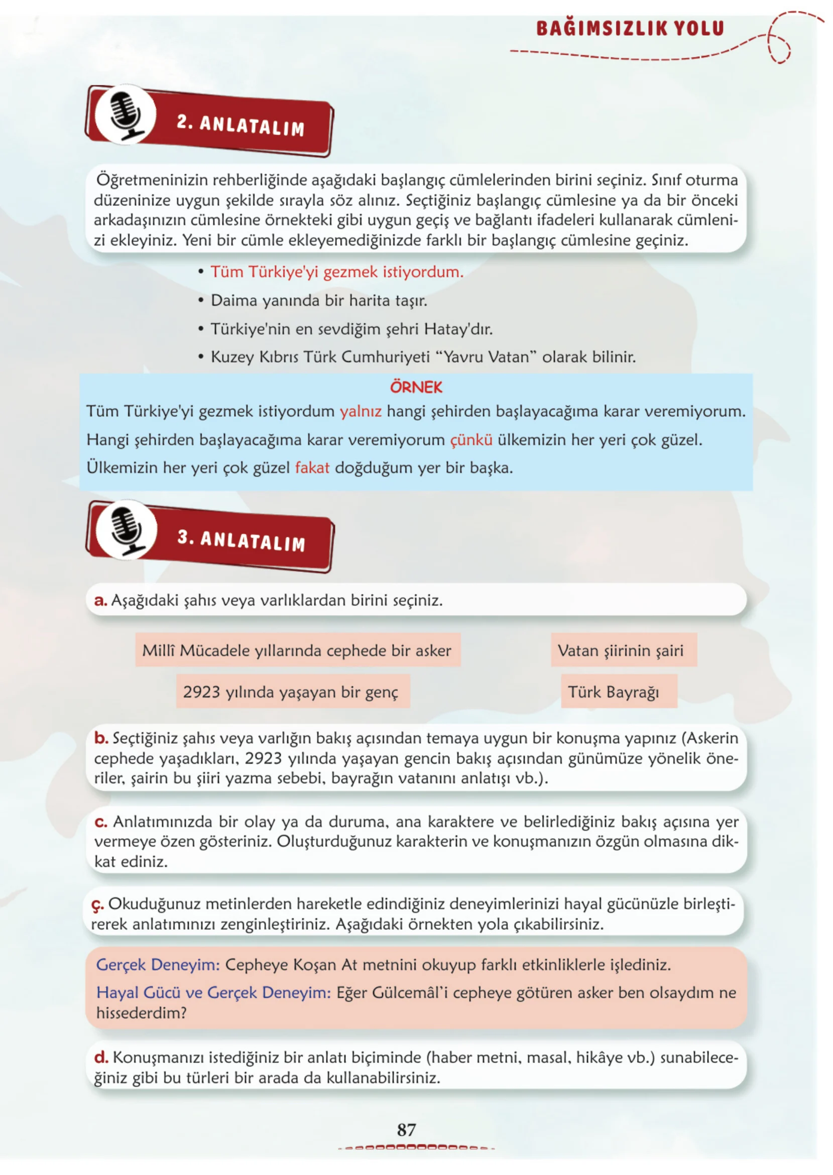 6. Sınıf Türkçe Ders Kitabı Cevapları Meb Yayınları 1. Kitap Sayfa 87