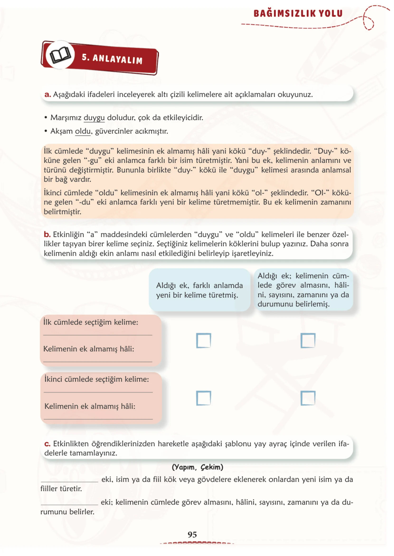 6. Sınıf Türkçe Ders Kitabı Cevapları Meb Yayınları 1. Kitap Sayfa 95