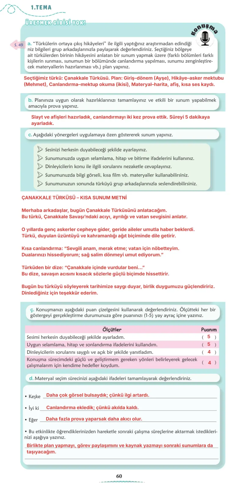 6. Sınıf Türkçe Ders Kitabı Cevapları Meb Yayınları 1. Kitap Sayfa 60 Çözüm Görseli
