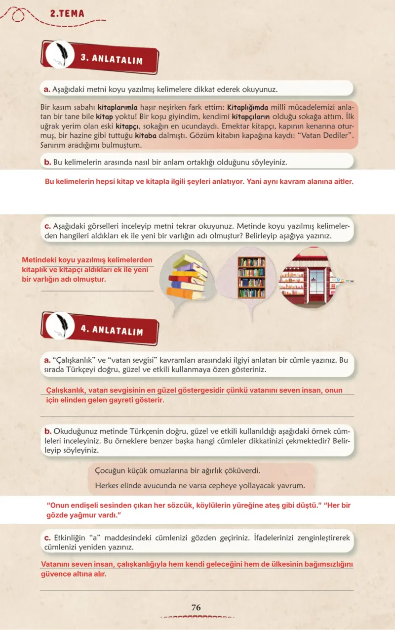 6. Sınıf Türkçe Ders Kitabı Cevapları Meb Yayınları 1. Kitap Sayfa 76 Çözüm Görseli