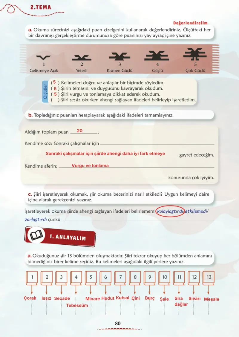 6. Sınıf Türkçe Ders Kitabı Cevapları Meb Yayınları 1. Kitap Sayfa 80 Çözüm Görseli