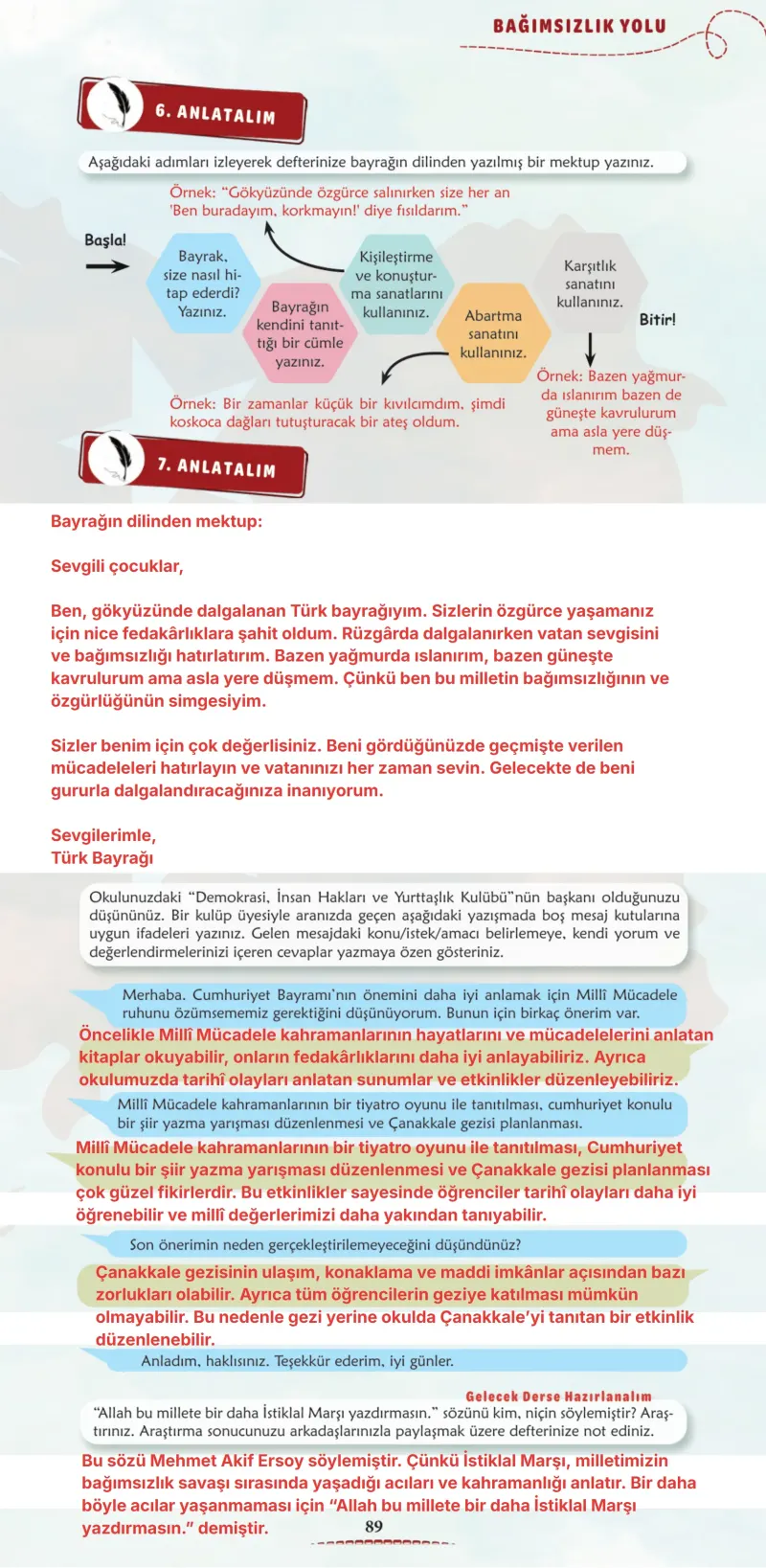 6. Sınıf Türkçe Ders Kitabı Cevapları Meb Yayınları 1. Kitap Sayfa 89 Çözüm Görseli