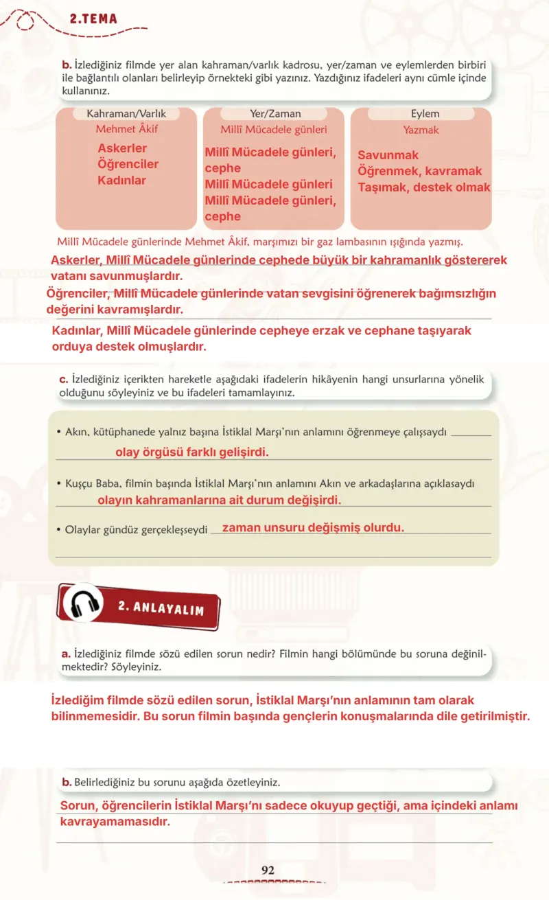 6. Sınıf Türkçe Ders Kitabı Cevapları Meb Yayınları 1. Kitap Sayfa 92 Çözüm Görseli