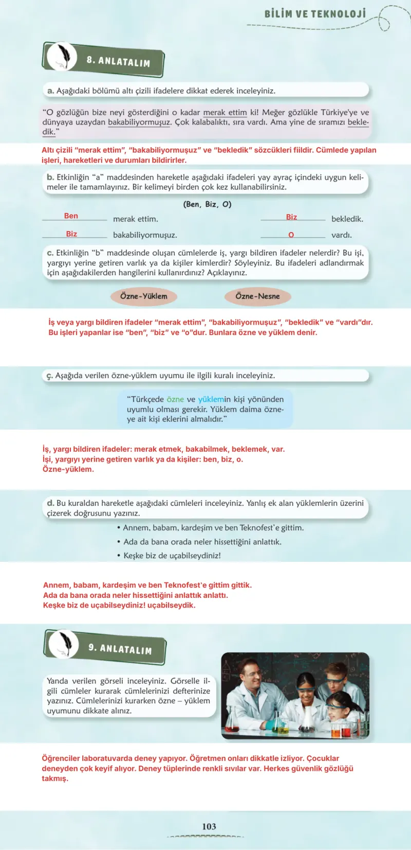 6. Sınıf Türkçe Ders Kitabı Cevapları Meb Yayınları 2. Kitap Sayfa 103 Çözüm Görseli