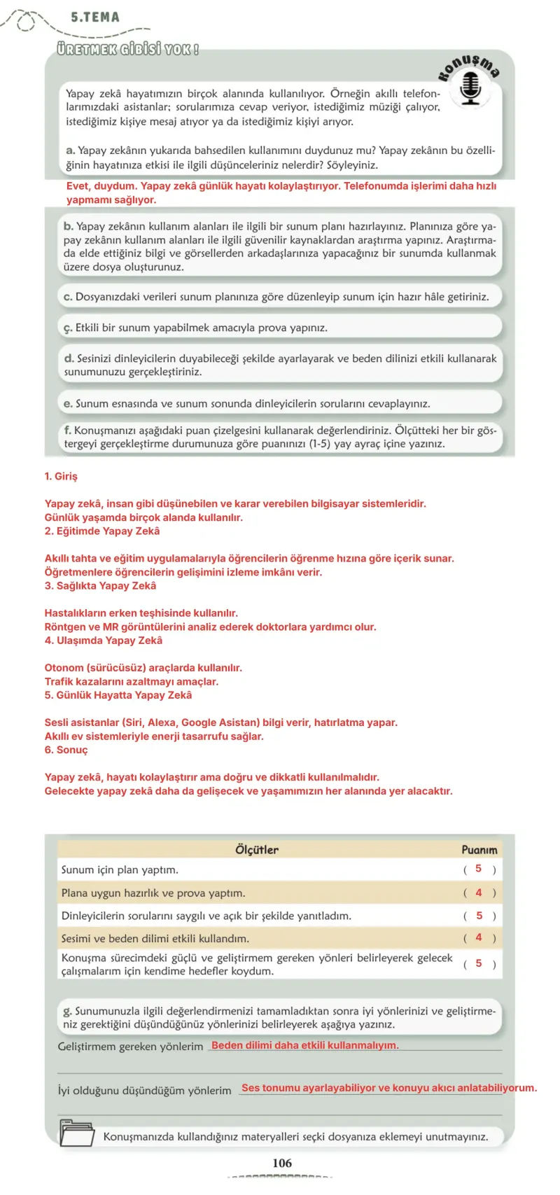 6. Sınıf Türkçe Ders Kitabı Cevapları Meb Yayınları 2. Kitap Sayfa 106 Çözüm Görseli