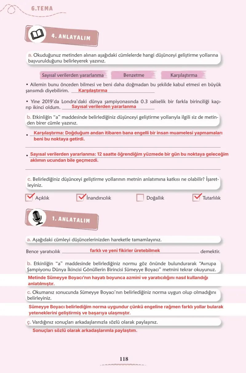 6. Sınıf Türkçe Ders Kitabı Cevapları Meb Yayınları 2. Kitap Sayfa 118 Çözüm Görseli