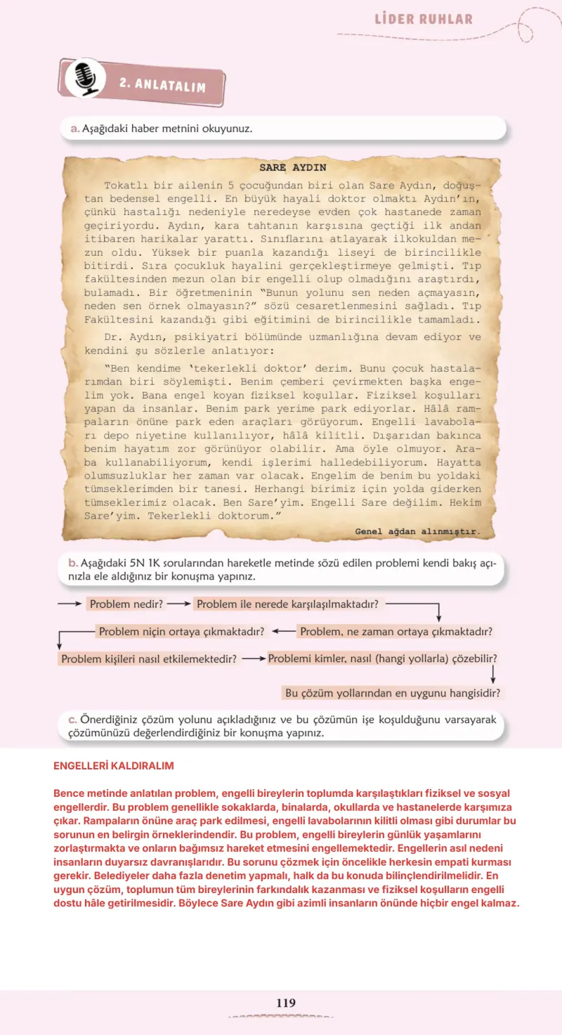 6. Sınıf Türkçe Ders Kitabı Cevapları Meb Yayınları 2. Kitap Sayfa 119 Çözüm Görseli