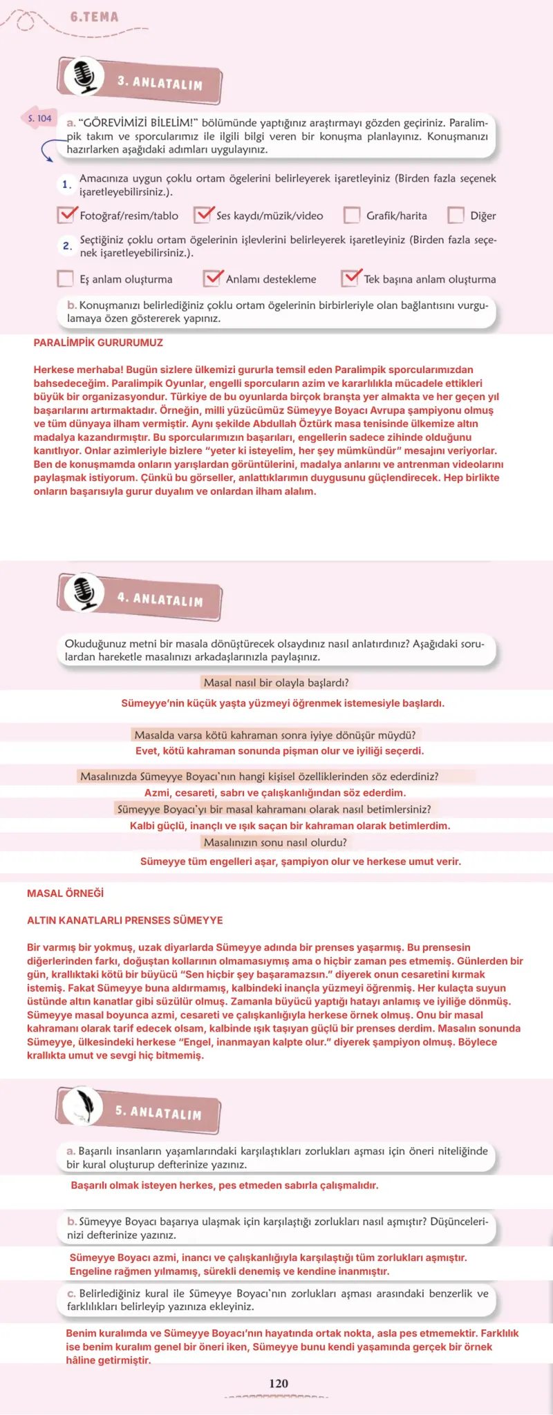 6. Sınıf Türkçe Ders Kitabı Cevapları Meb Yayınları 2. Kitap Sayfa 120 Çözüm Görseli