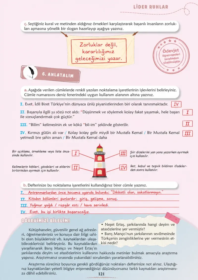6. Sınıf Türkçe Ders Kitabı Cevapları Meb Yayınları 2. Kitap Sayfa 121 Çözüm Görseli