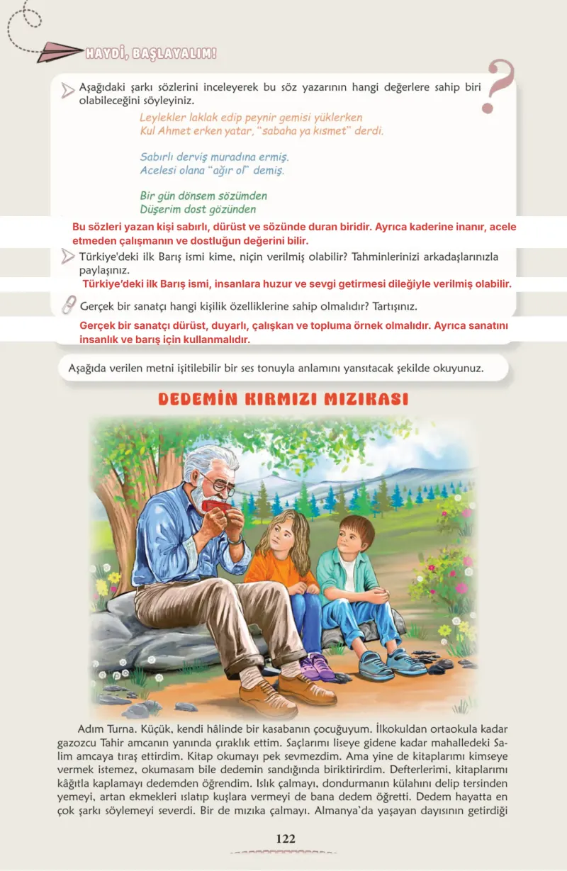 6. Sınıf Türkçe Ders Kitabı Cevapları Meb Yayınları 2. Kitap Sayfa 122 Çözüm Görseli