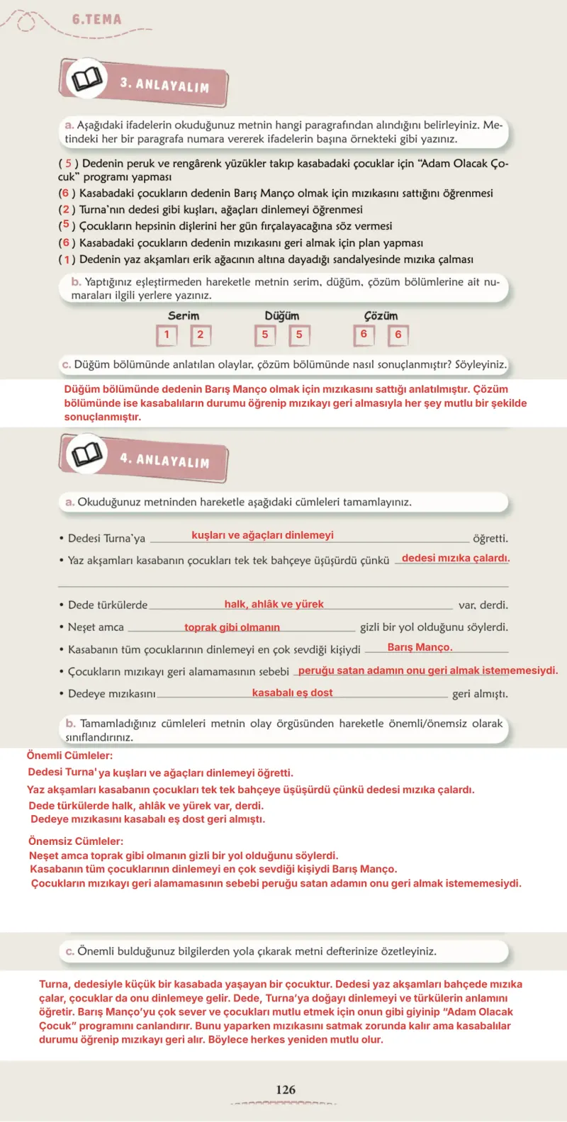 6. Sınıf Türkçe Ders Kitabı Cevapları Meb Yayınları 2. Kitap Sayfa 126 Çözüm Görseli