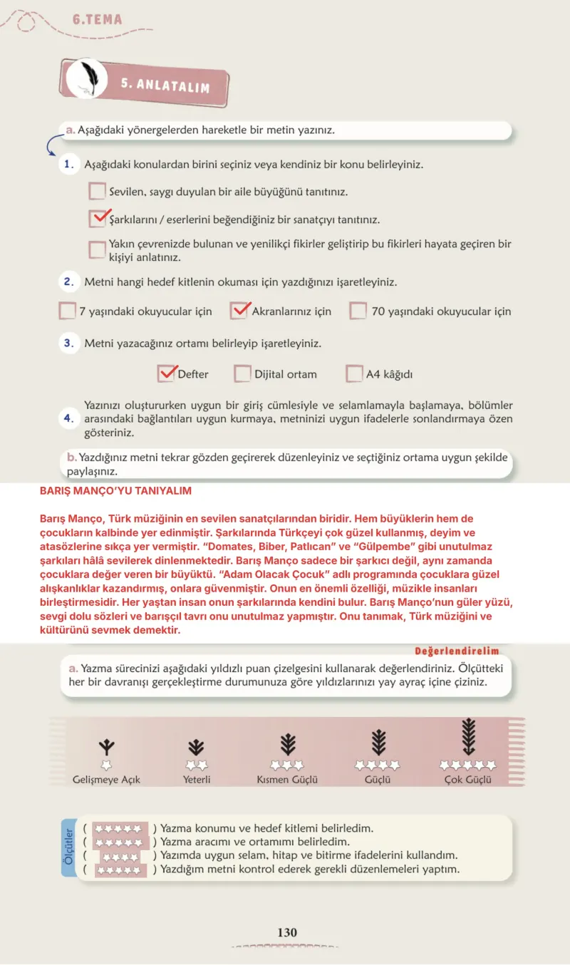 6. Sınıf Türkçe Ders Kitabı Cevapları Meb Yayınları 2. Kitap Sayfa 130 Çözüm Görseli