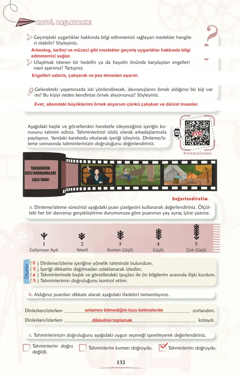 6. Sınıf Türkçe Ders Kitabı Cevapları Meb Yayınları 2. Kitap Sayfa 132 Çözüm Görseli