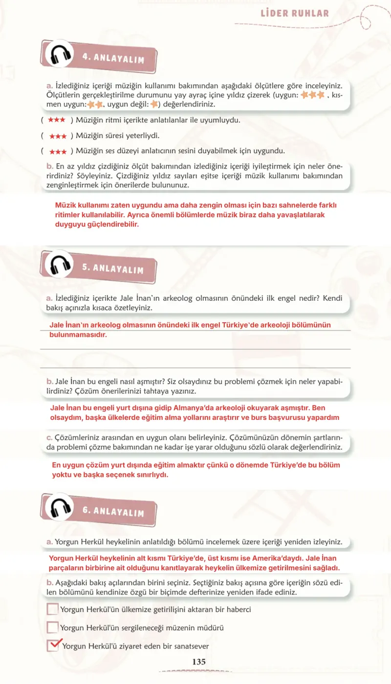 6. Sınıf Türkçe Ders Kitabı Cevapları Meb Yayınları 2. Kitap Sayfa 135 Çözüm Görseli