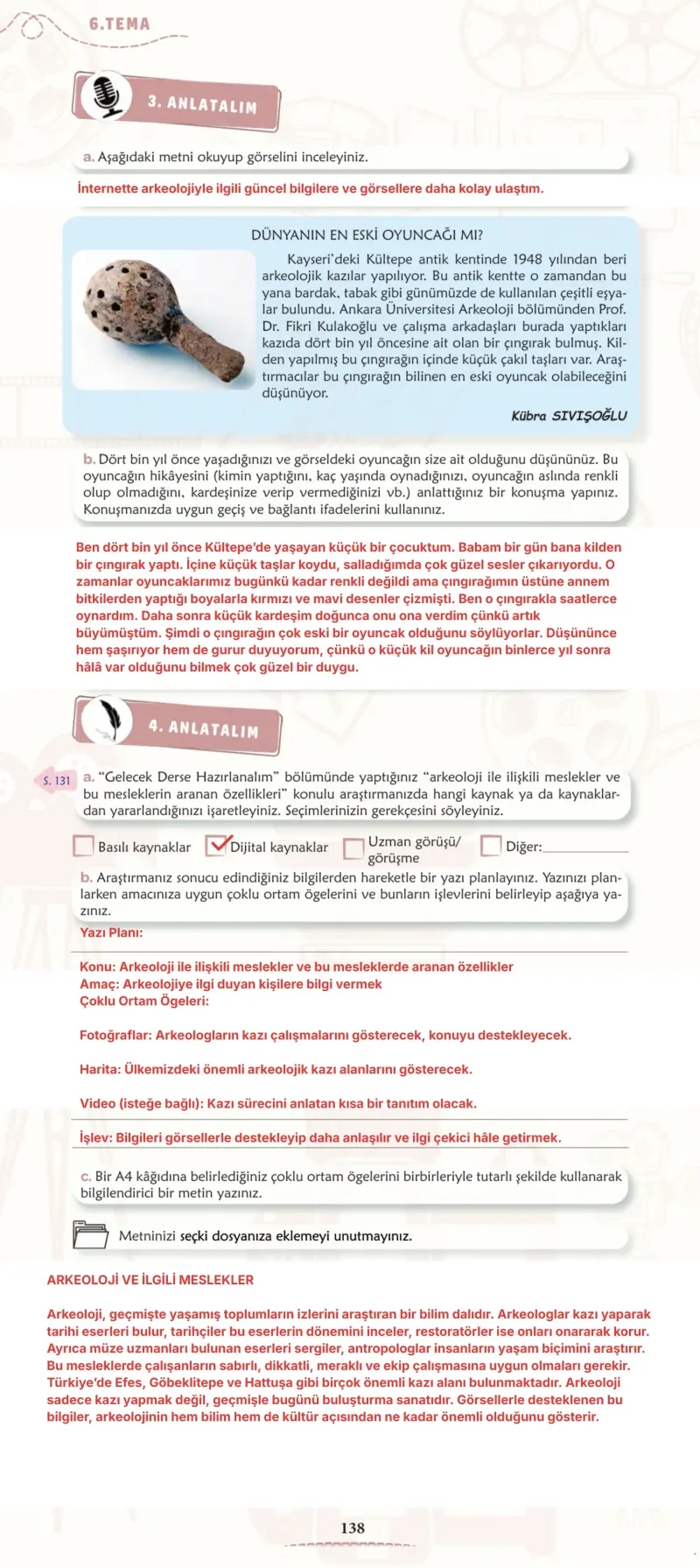 6. Sınıf Türkçe Ders Kitabı Cevapları Meb Yayınları 2. Kitap Sayfa 138 Çözüm Görseli
