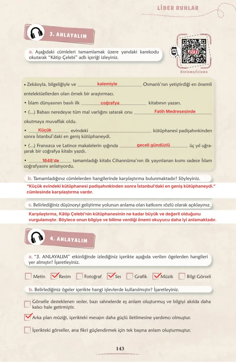 6. Sınıf Türkçe Ders Kitabı Cevapları Meb Yayınları 2. Kitap Sayfa 143 Çözüm Görseli