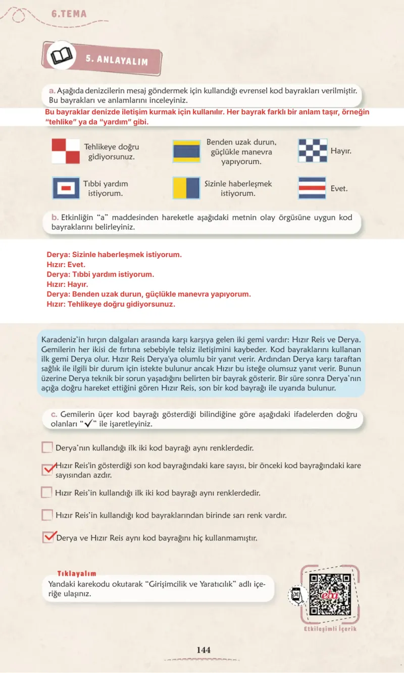 6. Sınıf Türkçe Ders Kitabı Cevapları Meb Yayınları 2. Kitap Sayfa 144 Çözüm Görseli