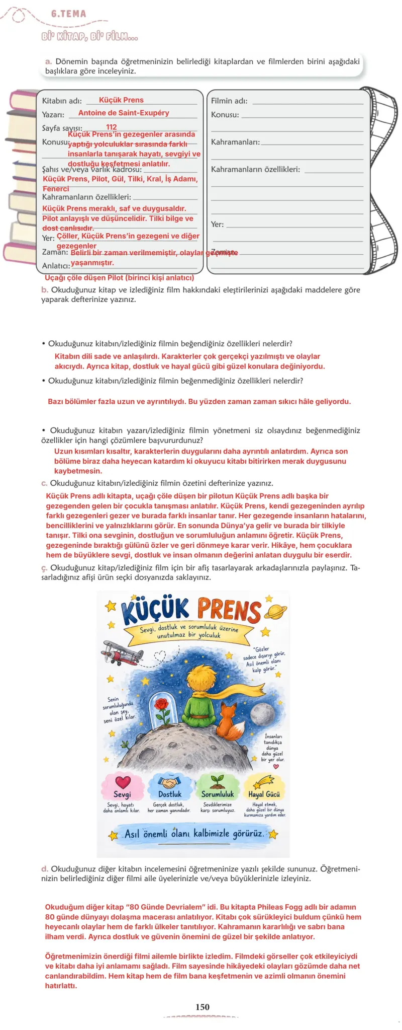 6. Sınıf Türkçe Ders Kitabı Cevapları Meb Yayınları 2. Kitap Sayfa 150 Çözüm Görseli