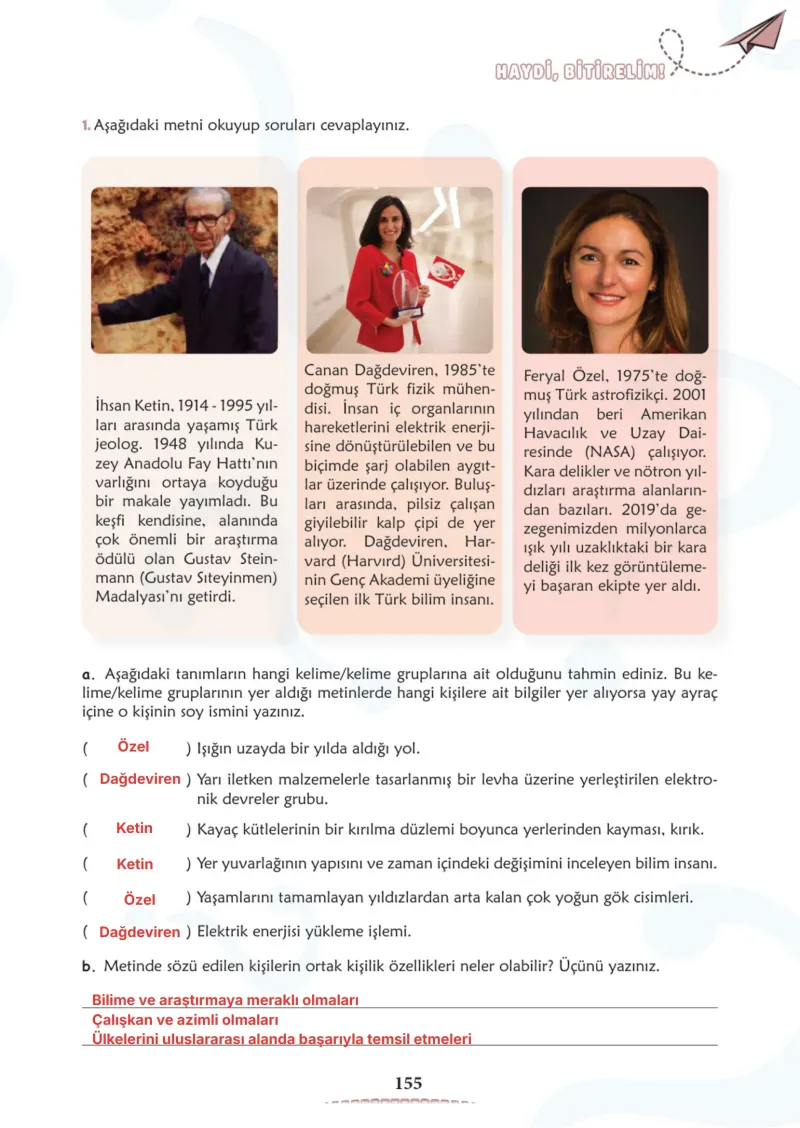 6. Sınıf Türkçe Ders Kitabı Cevapları Meb Yayınları 2. Kitap Sayfa 155 Çözüm Görseli