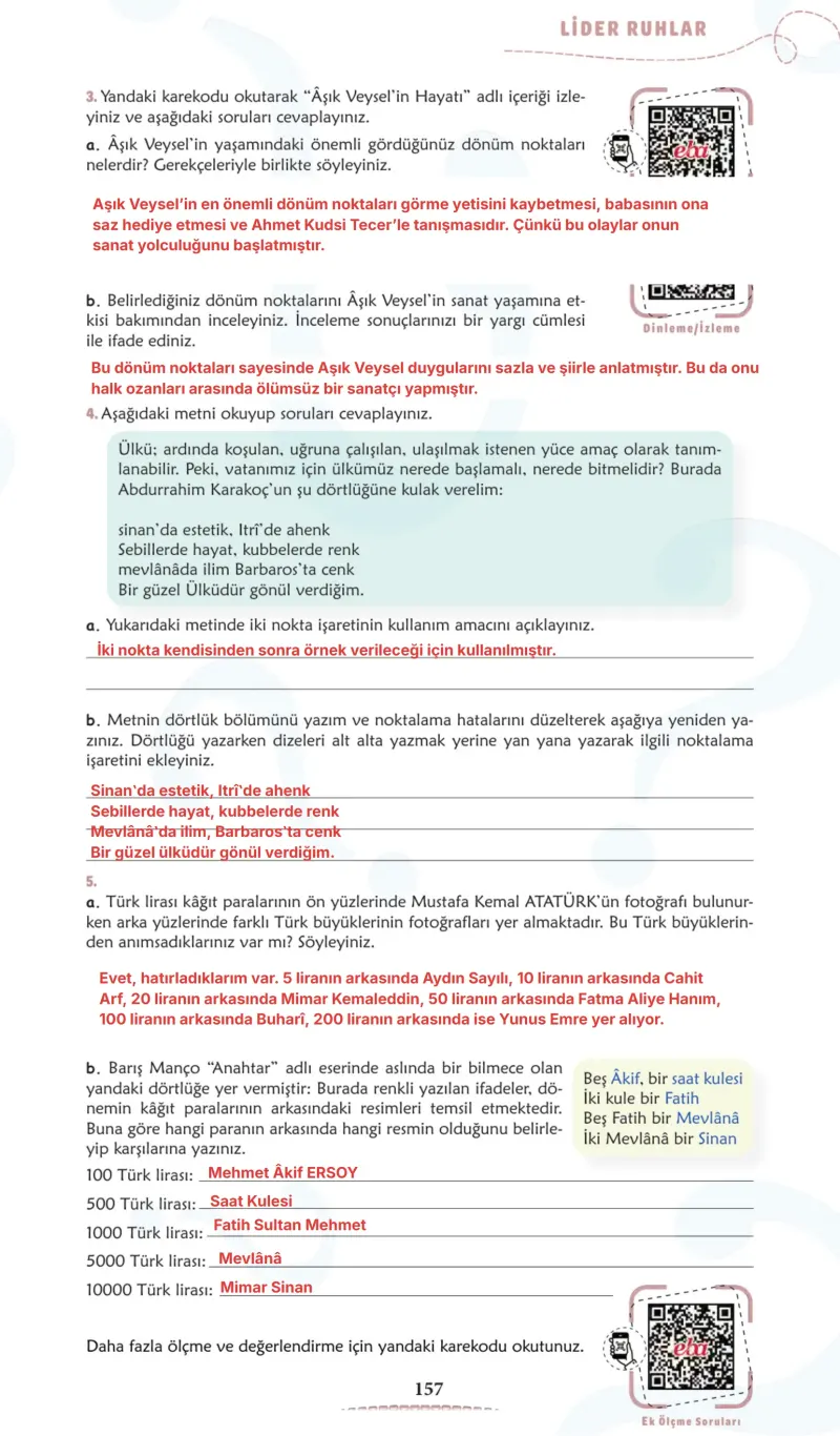 6. Sınıf Türkçe Ders Kitabı Cevapları Meb Yayınları 2. Kitap Sayfa 157 Çözüm Görseli