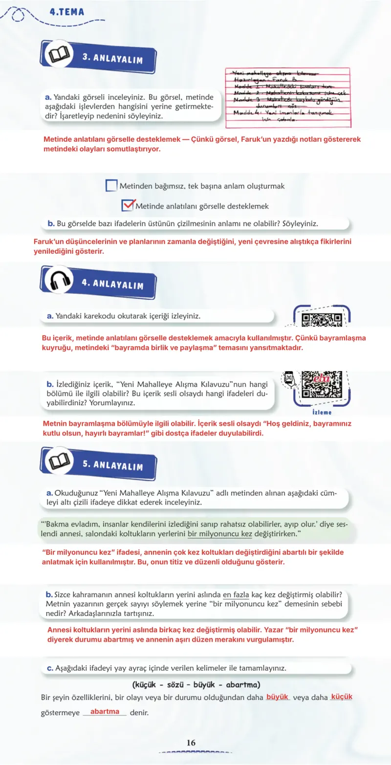 6. Sınıf Türkçe Ders Kitabı Cevapları Meb Yayınları 2. Kitap Sayfa 16 Çözüm Görseli