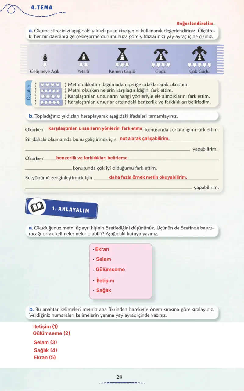 6. Sınıf Türkçe Ders Kitabı Cevapları Meb Yayınları 2. Kitap Sayfa 28 Çözüm Görseli