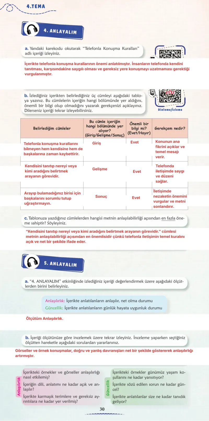 6. Sınıf Türkçe Ders Kitabı Cevapları Meb Yayınları 2. Kitap Sayfa 30 Çözüm Görseli