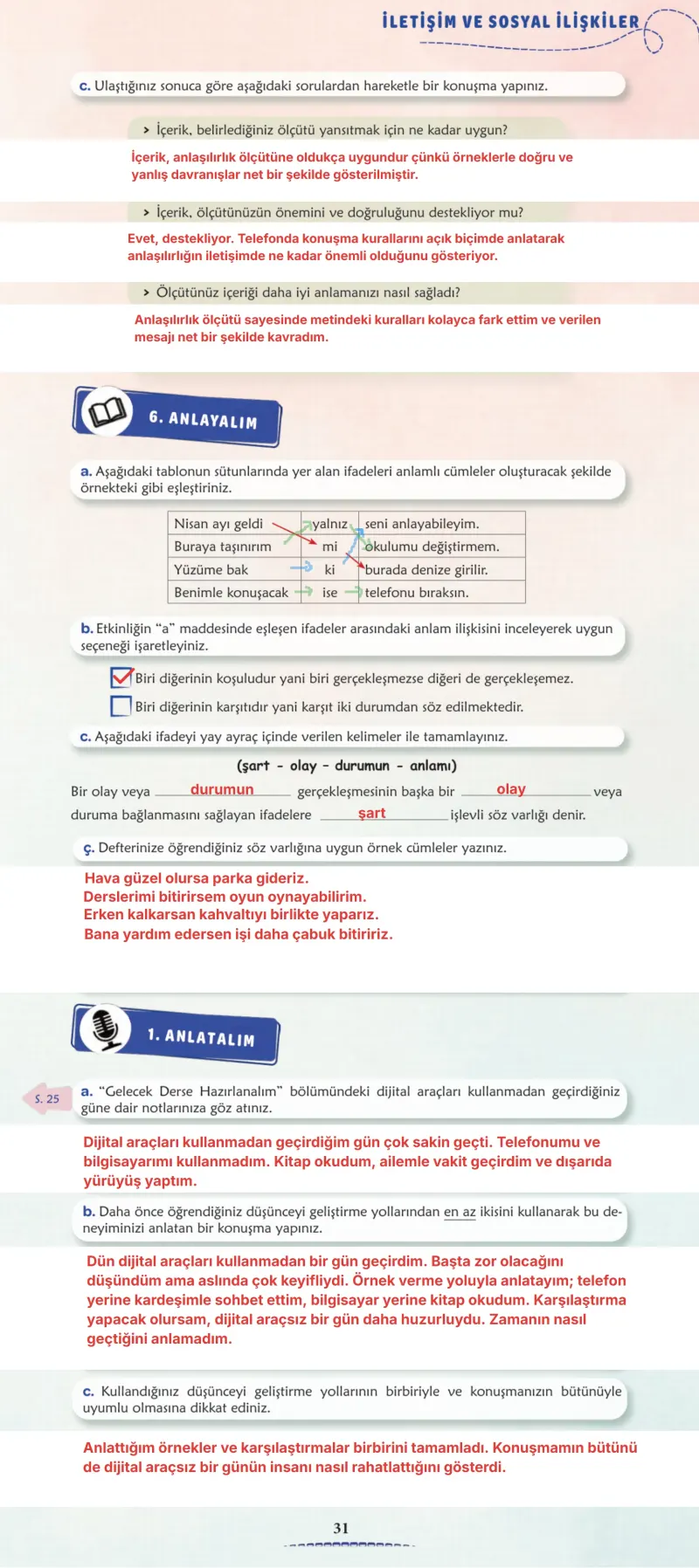 6. Sınıf Türkçe Ders Kitabı Cevapları Meb Yayınları 2. Kitap Sayfa 31 Çözüm Görseli