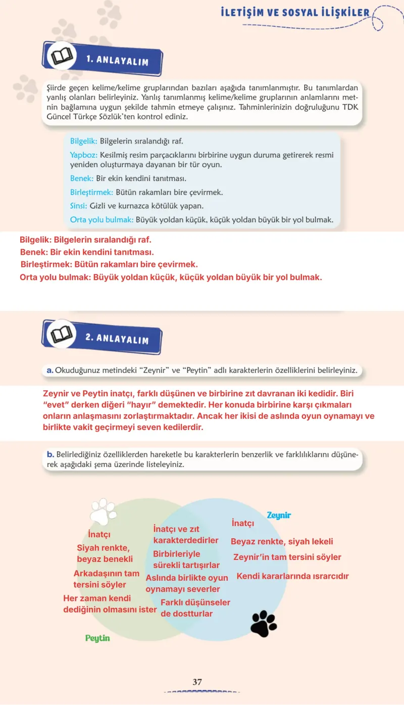 6. Sınıf Türkçe Ders Kitabı Cevapları Meb Yayınları 2. Kitap Sayfa 37 Çözüm Görseli