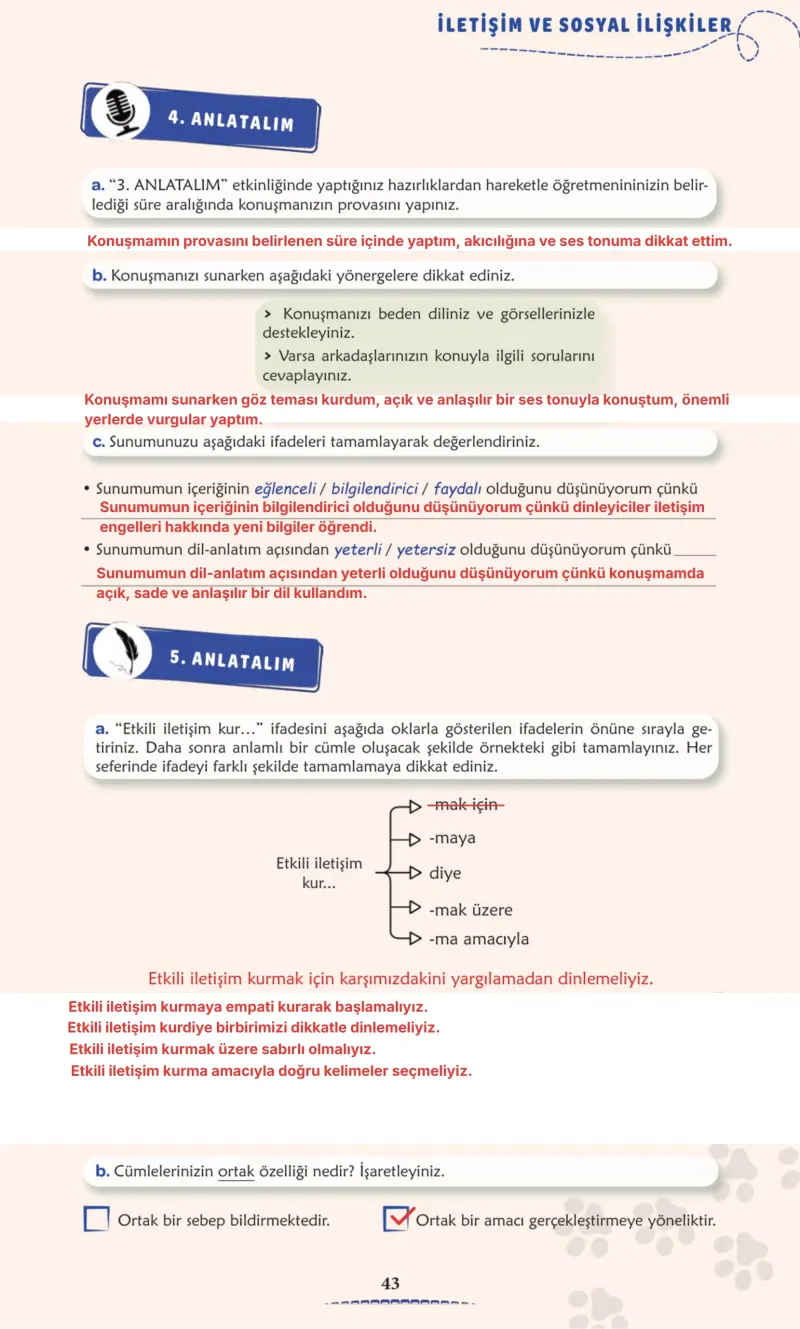 6. Sınıf Türkçe Ders Kitabı Cevapları Meb Yayınları 2. Kitap Sayfa 43 Çözüm Görseli