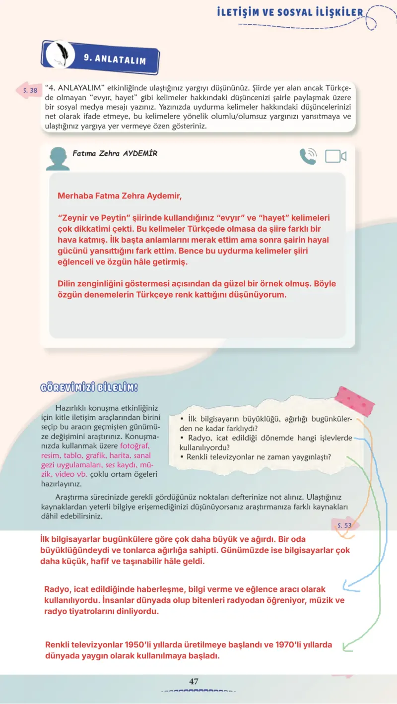 6. Sınıf Türkçe Ders Kitabı Cevapları Meb Yayınları 2. Kitap Sayfa 47 Çözüm Görseli