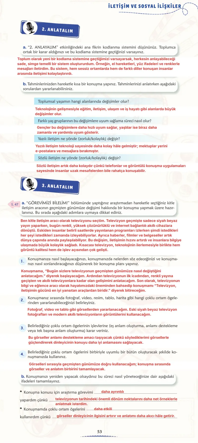 6. Sınıf Türkçe Ders Kitabı Cevapları Meb Yayınları 2. Kitap Sayfa 53 Çözüm Görseli