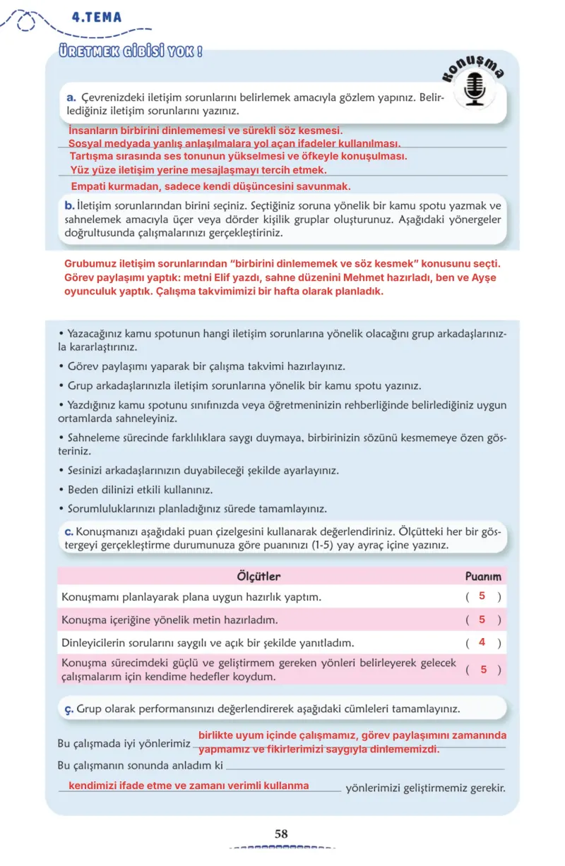 6. Sınıf Türkçe Ders Kitabı Cevapları Meb Yayınları 2. Kitap Sayfa 58 Çözüm Görseli